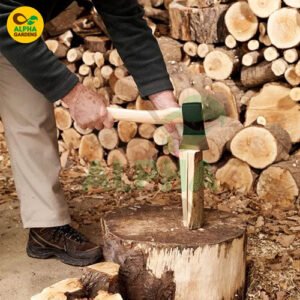 Genuine Spear & Jackson Axe-3715AB heavy-duty wood chopping tool with razor-sharp steel blade and ergonomic hickory handle