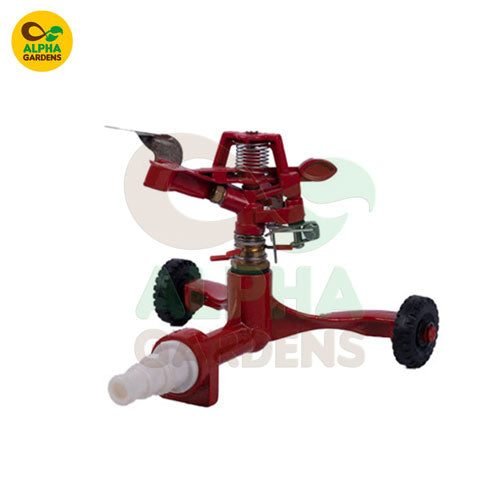 Metal impact sprinkler with wheels for lawn, garden and agricultural irrigation